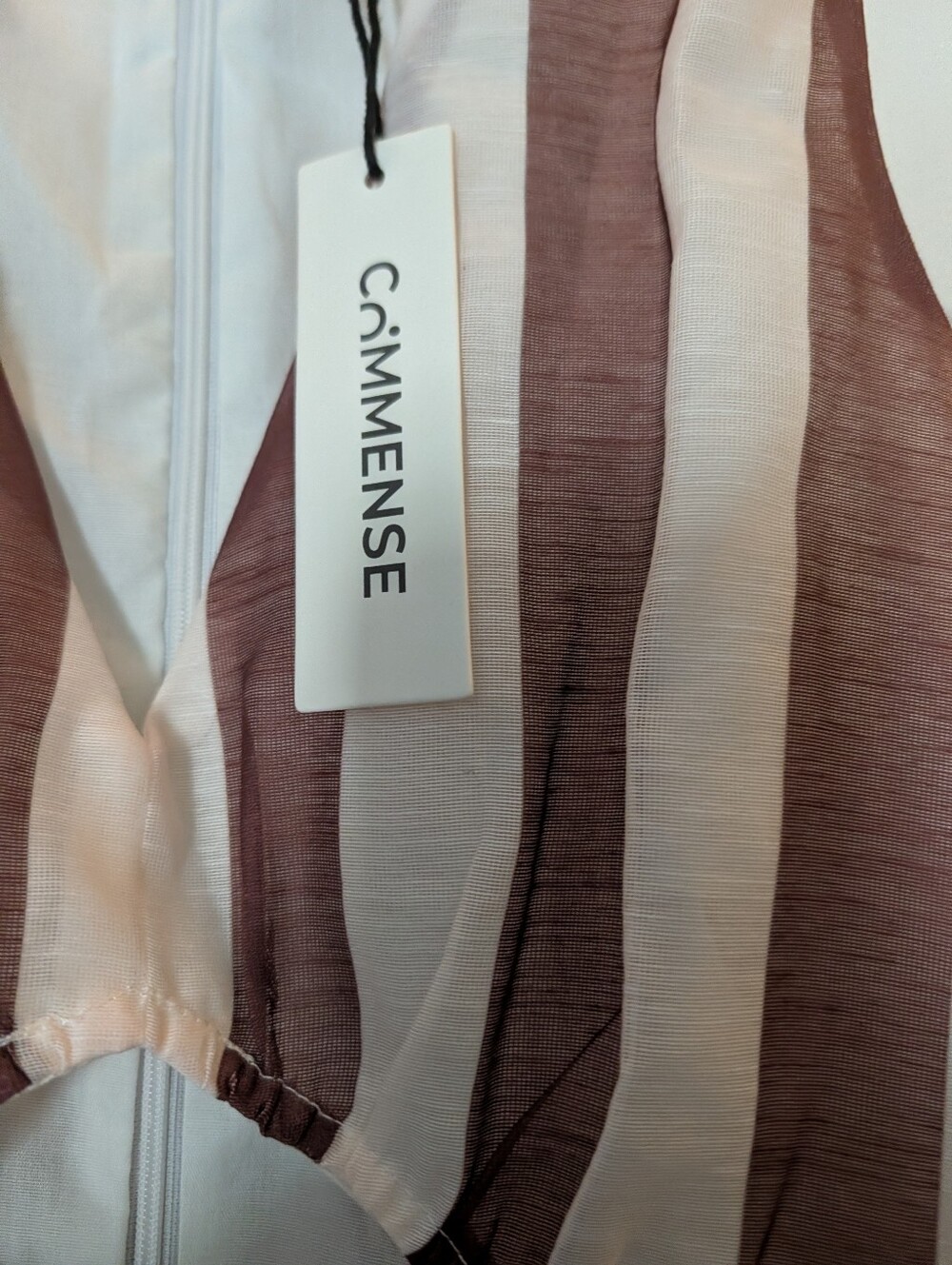 Commense Cream and Brown Vertical-Stripe Maxi Dress - Picture 9 of 10